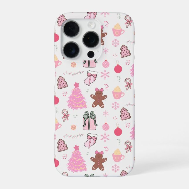 Coque iPhone Motif de Noël rose (Verso)