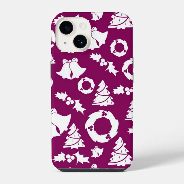 Coque iPhone Motif de Noël violet (Verso)