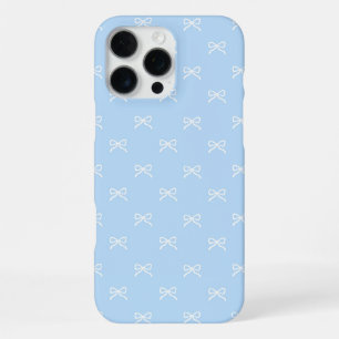 Coque iPhone 16 Pro Max Motif de nœud bleu Coquette Féminin Printemps Été