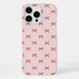 Coque iPhone 16 Pro Max Motif de nœud rose rouge Coquette Féminin Printemp