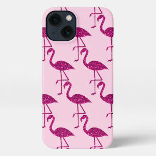 Etui iPhone 13 Motif de paillettes scintillantes rose flamant