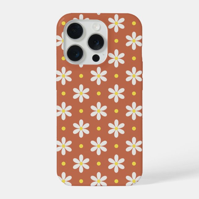 Coque iPhone Motif de pâquerettes blanches sur fond personnalis (Verso)