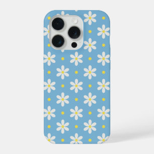 Coque iPhone 15 Pro Motif de pâquerettes blanches sur fond personnalis