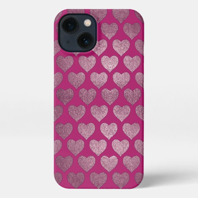 Coque iPhone Motif de Parties scintillant de coeur (Verso)