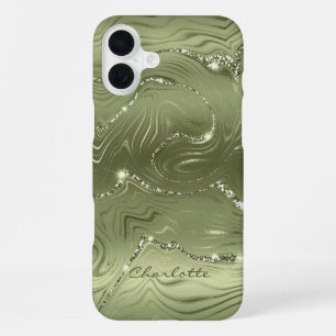 Coque iPhone 16 Plus Motif de Parties scintillant en argent chic person