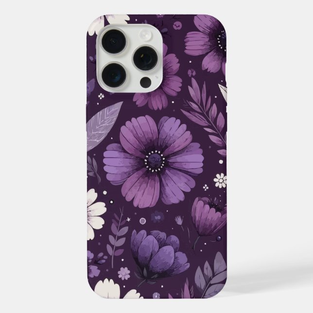 Coque iPhone Motif de pétales violets (Verso)
