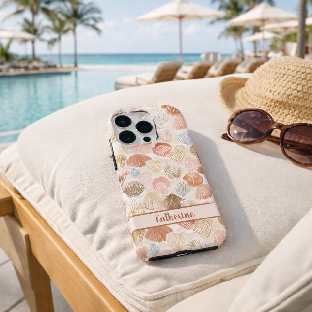 Coque iPhone Motif de plage aux coquillages côtiers doux (Créateur téléchargé)