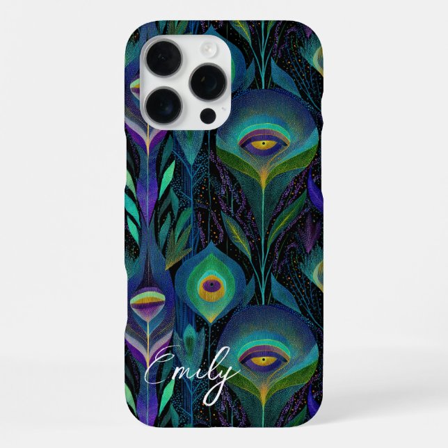 Coque iPhone Motif de plume de paon Abstrait (Verso)
