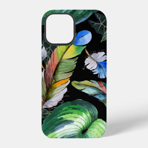Coque iPhone 12 Motif de plume d'oiseau aquarelle de l'aile. Aquar