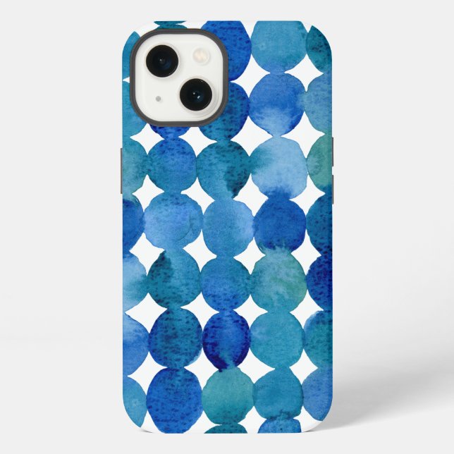 Coque iPhone Motif de points - bleu et vert (Verso)