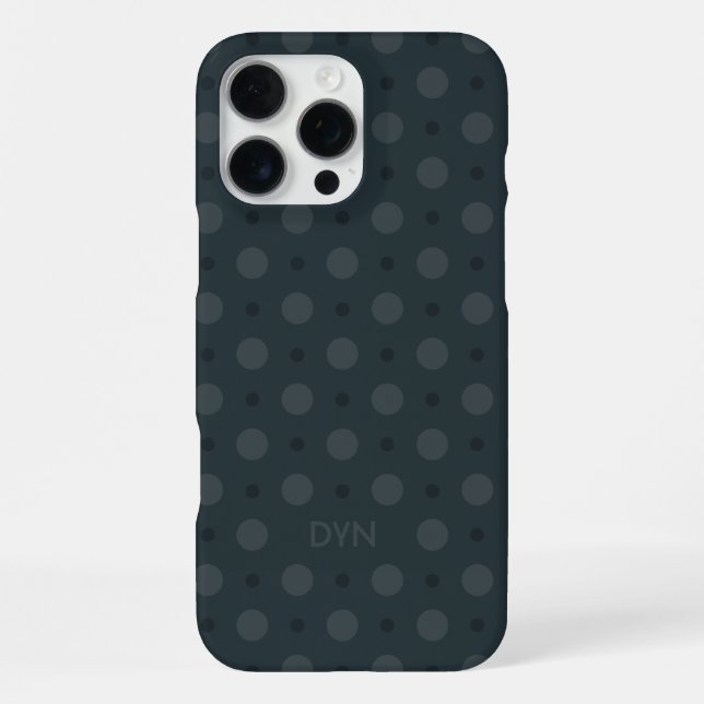 Coque iPhone Motif de points bleus classiques avec initiales et (Verso)