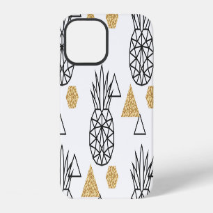 Coque iPhone 12 Motif de points d'or géométriques à ananas.