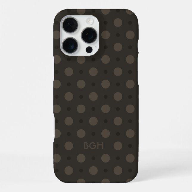 Coque iPhone Motif de points gris chaud moderne avec initiales  (Verso)