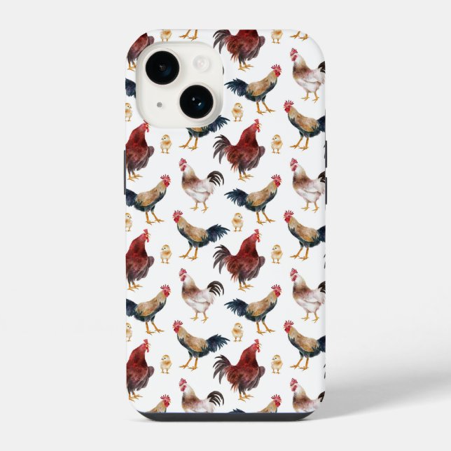 Coque iPhone Motif de poulet rustique (Verso)