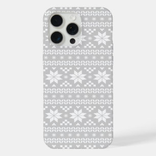 Coque iPhone 15 Pro Max Motif de pull de Noël Fair Isle gris