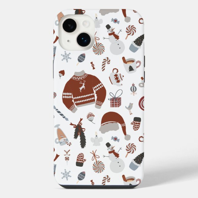 Coque iPhone Motif de pull de Noël rétro  (Verso)