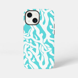 Etui iPhone 13 Mini Motif de récif de corail de plage Bleu Blanc Nauti