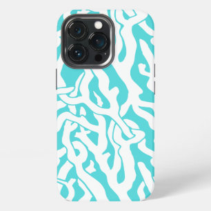 Etui iPhone 13 Pro Motif de récif de corail de plage Bleu Blanc Nauti