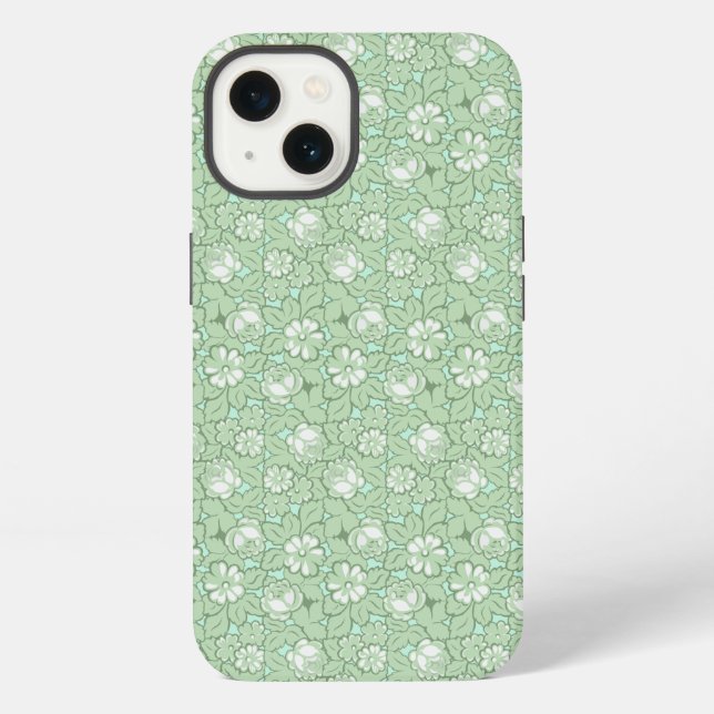 Coque iPhone Motif de rose en vert clair (Verso)