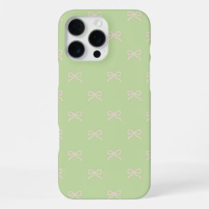Coque iPhone 16 Pro Max Motif de ruban rose vert Coquette Féminin Printemp