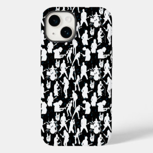 Coque Pour iPhone 14 Motif de silhouette de groupe de rock sur fond noi