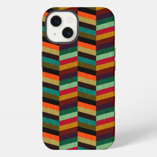Etui iPhone 13 Motif de style herringbone multicolore coloré