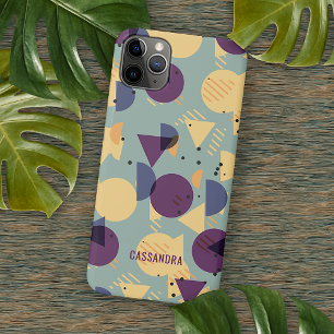 Coque iPhone 16 Pro Max Motif de style milieu du siècle en gris violet sar