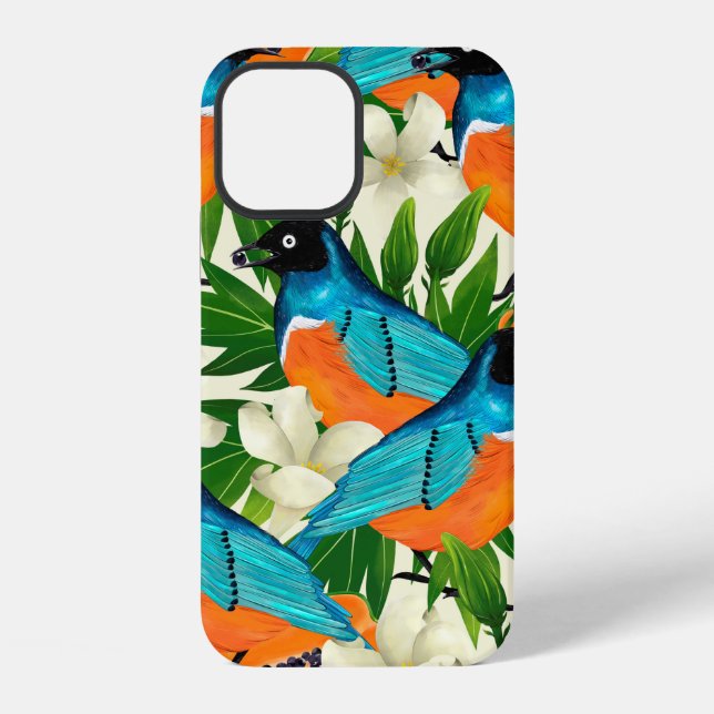 Coque iPhone Motif de surface avec des fruits à la papaye, feui (Verso)