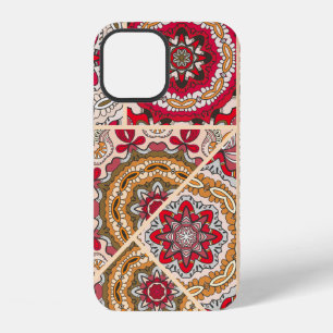 Coque iPhone 12 motif de surface composée patchwork vintage. Décor