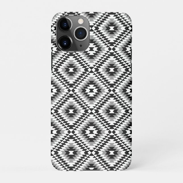Coque iPhone Motif de symboles BW+gris Aztec stylisé (Dos)