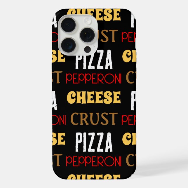 Coque iPhone Motif de texte de croûte de fromage pepperoni pizz (Verso)