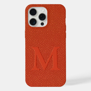 Coque iPhone 15 Pro Max Motif de texture de cuir de basket-ball faux amusa