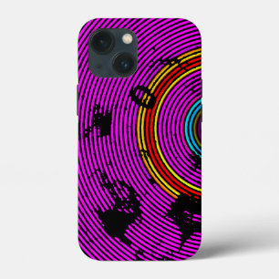 Etui iPhone 13 Mini Motif de texture de disque vinyle multicolore rose