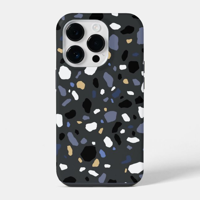Coque iPhone Motif de texture de pierre Terrazzo moderne (Verso)