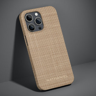 Coque iPhone 16 Pro Max Motif de texture personnalisé beige clair marron