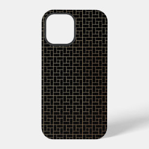 Coque iPhone 12 Pro Motif de tissage de panier doré abstrait moderne é
