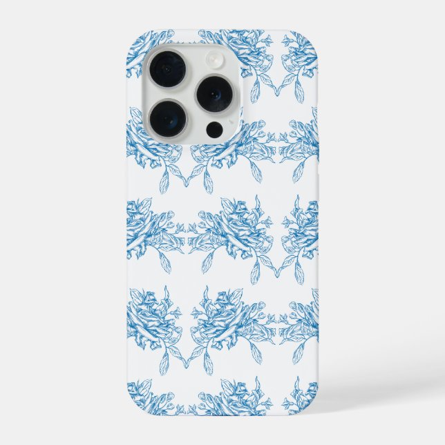 Coque iPhone Motif de toile bleu français (Verso)