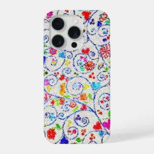 Coque iPhone 15 Pro Motif de tourbillon floral coloré dessiné à la mai