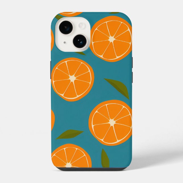 Coque iPhone Motif de tranches d'oranges sur fond  (Verso)