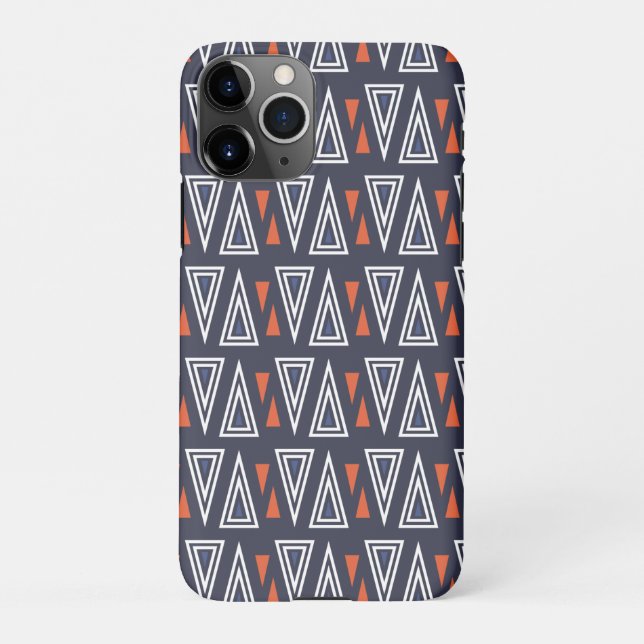 Coque iPhone Motif de triangles géométriques bleu foncé et roug (Dos)