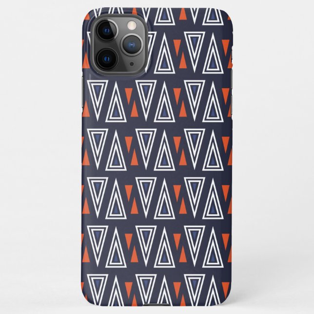 Coque iPhone Motif de triangles géométriques bleu foncé et roug (Dos)