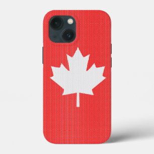Etui iPhone 13 Mini Motif de tricot de feuille d'érable de style trico
