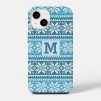 Motif de tricot fausse maille flocon de neige bleu