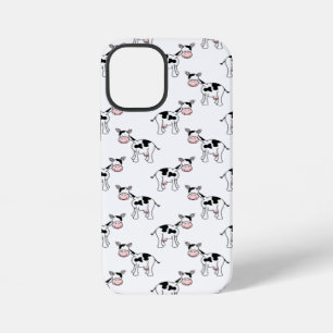 Coque iPhone 12 Mini Motif de vache noir et blanc.