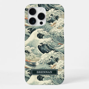 Coque iPhone 16 Pro Max Motif de vague japonaise monogrammé