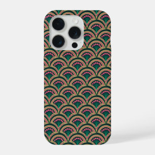 Coque iPhone 15 Pro Motif de ventilateur floral rose et vert