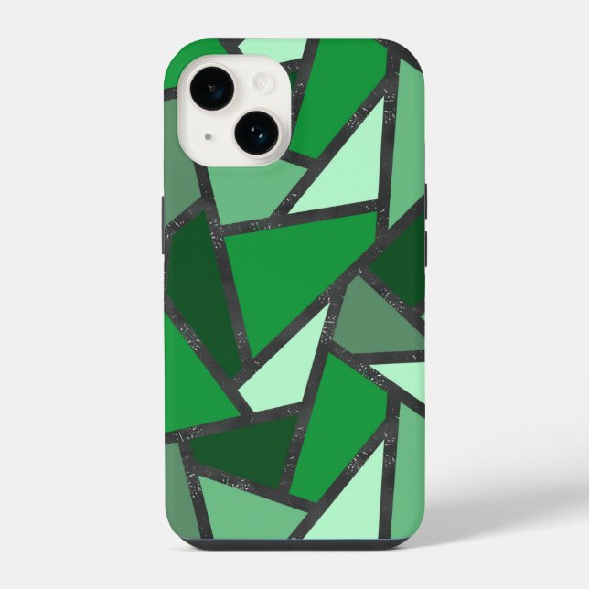 Coque iPhone Motif de verre coloré nuances de vert (Verso)