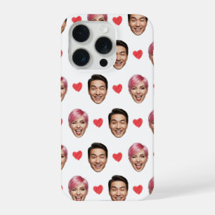 Coque iPhone 15 Pro Motif de visages de couple personnalisés drôles Cœ