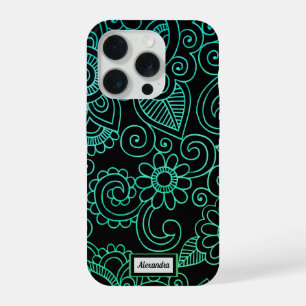 Coque iPhone 15 Pro Motif de yoga au henné personnalisé