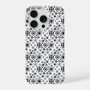 Coque iPhone 15 Pro Motif décoratif arabesque noir blanc mignon